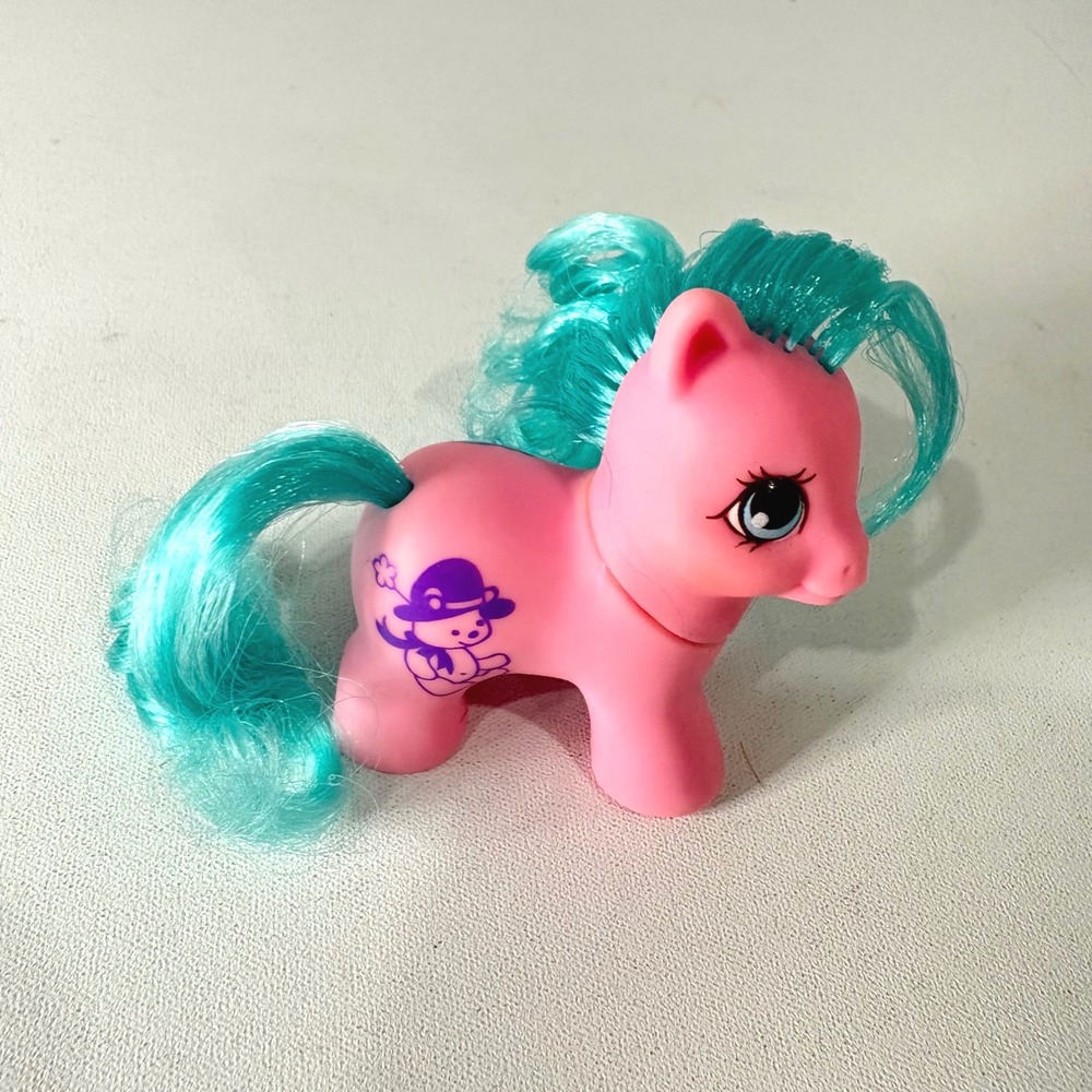 My Little Pony G1 Teeny Tiny Little Tabby 1989 Hasbro Pink Aqua Vintage Figure